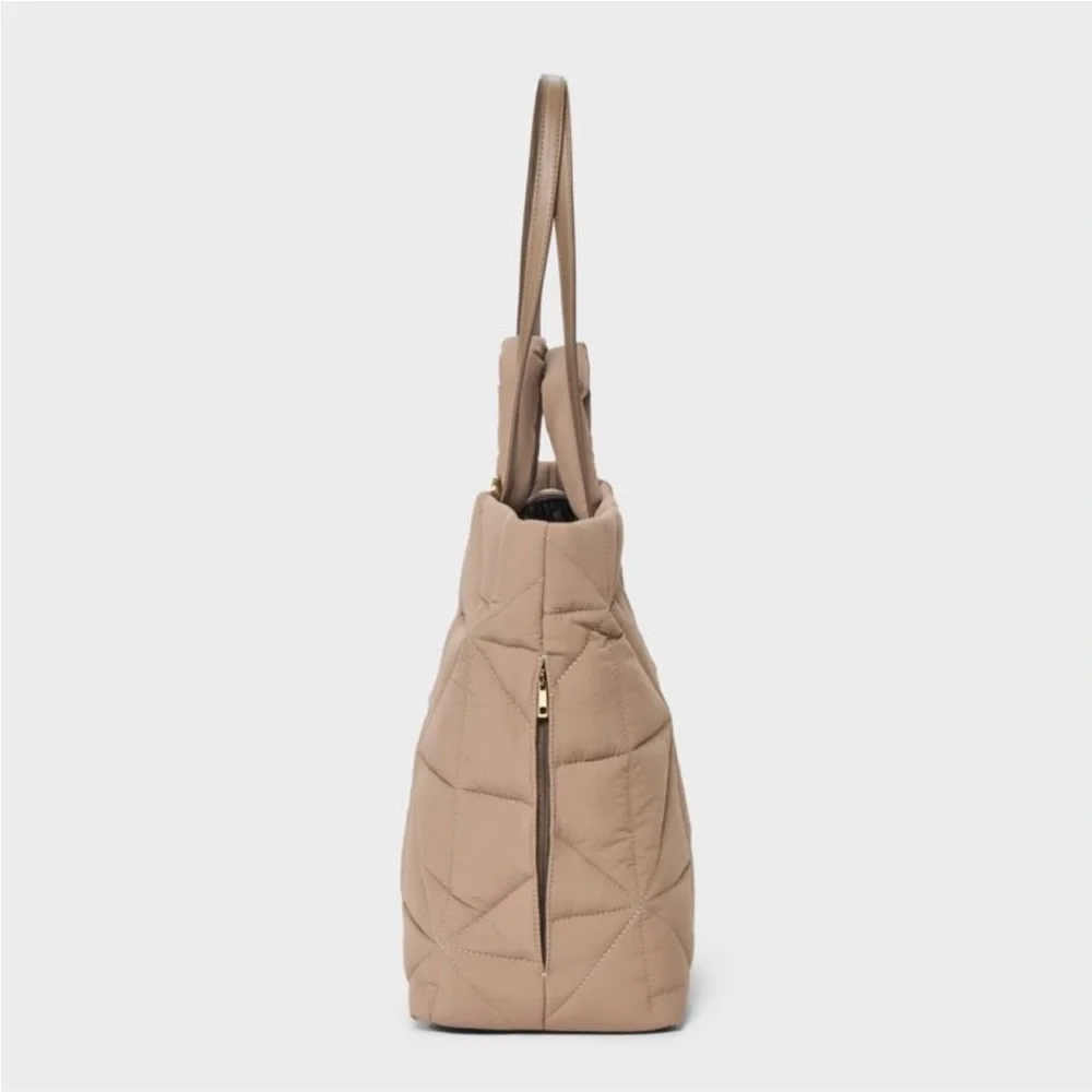 Target Quilted Beige Kate Tote Bag - Picture 2 of 15